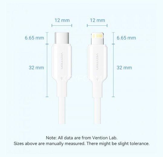 Кабель Vention USB 2.0 CM/Lightning 8M для iPad/iPhone 3A - 1м. Белый Vention LAKWF