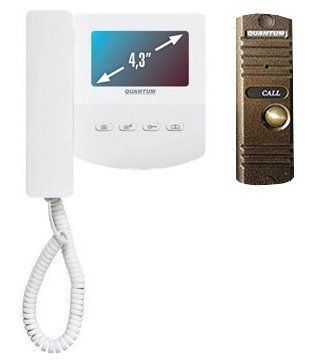 QM-433C_SET1 (белый)+Выз. панель (бронза)