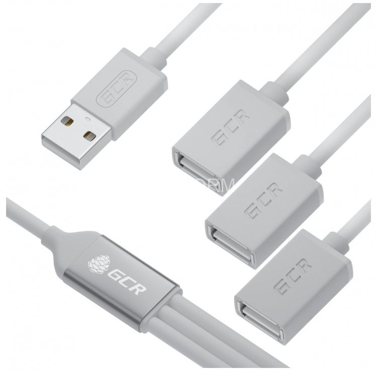 GCR USB Hub 2.0 на 3 порта, 1.2m, гибкий, AM / 3 х AF, белый, GCR-53356 Greenconnect USB 2.0 Type-AM - 3 x USB 2.0 Type-AF 1.2 m