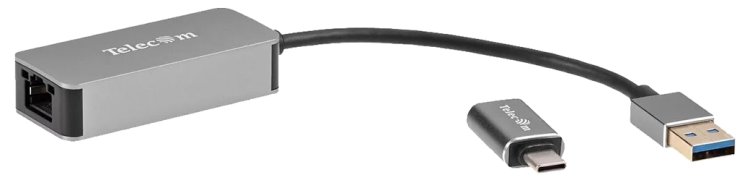 Кабель-переходник USB 3.0-->RJ-45 2.5G Ethernet, and TypeC адаптер 0.15м Telecom <TU325M> VCOM TU325M