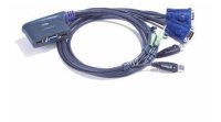 Переключатель, электрон., KVM+Audio,  1 user USB+VGA =>  2 cpu USB+VGA, со встрШнурами USB 2x1.2м., 2048x1536, настол., исп., без OSD, некаскад..,  [CS62U] ATEN CS62UZ