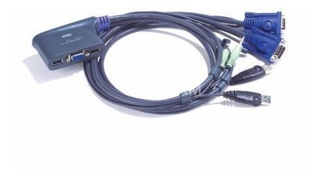 Переключатель, электрон., KVM+Audio,  1 user USB+VGA =>  2 cpu USB+VGA, со встрШнурами USB 2x1.2м., 2048x1536, настол., исп., без OSD, некаскад..,  [CS62U] ATEN CS62UZ