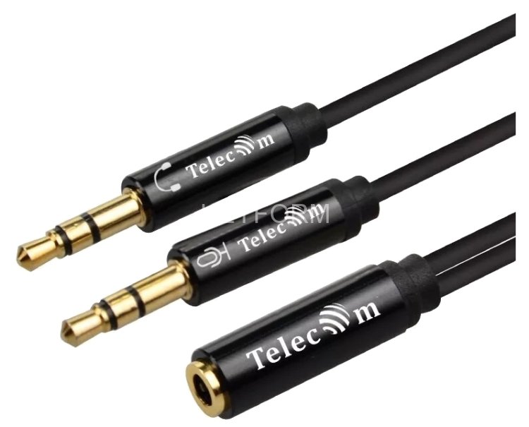 Кабель-адаптер  2*3.5ST(M)/3.5 ST(F), 0.2м, Telecom PRO <TAV205M-0.2M> VCOM TAV205M-0.2M