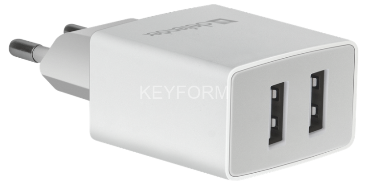 Defender Сетевой адаптер UPA-22 белый, 2xUSB, 2.1А Defender 83580