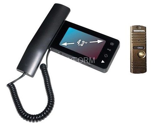 QM-434C_SET1 (черный)+Выз. панель (бронза)