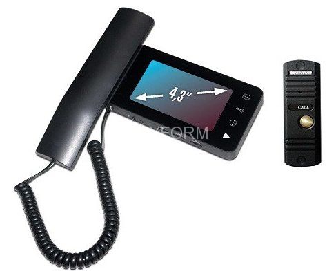 QM-434C_SET2 (черный)+Выз. панель (черный)