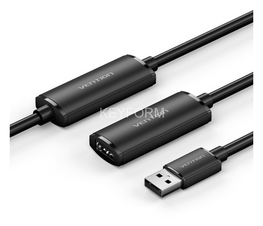 Активный кабель-удлинитель Vention USB 2.0 AM/AF с усилителем - 10м Черный Vention CBKBL