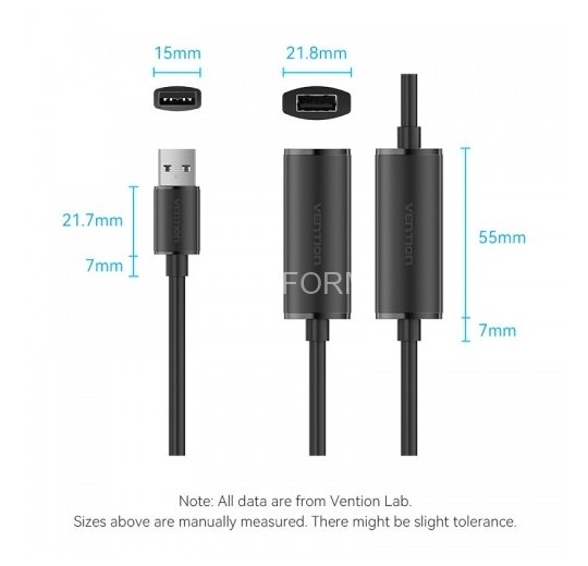 Активный кабель-удлинитель Vention USB 2.0 AM/AF с усилителем - 10м Черный Vention CBKBL