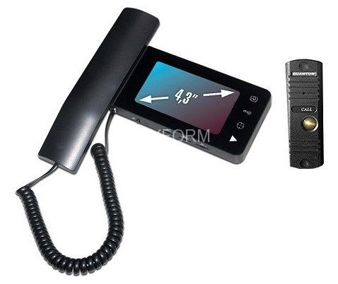 QM-434C_SET3 (черный)+Выз. панель (серебро)