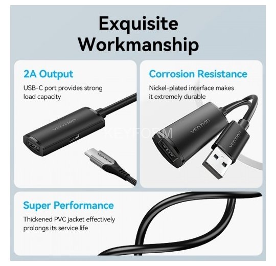 Активный кабель-удлинитель Vention USB 2.0 AM/AF с усилителем - 20м Черный Vention CBKBQ