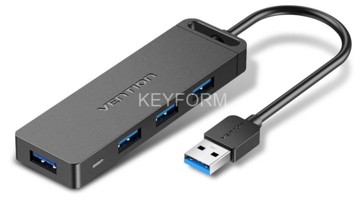 Концентратор Vention OTG USB 3.0 на 4 порта Черный - 1м. Vention CHLBF