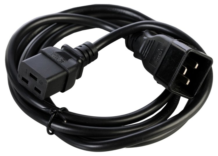 Кабель с разъемом С19 - С20 на проводе ПВС 3*2.5 3.0 метра. черный Power Cube PVC-AP 3x2.5 C19C20 3.0m