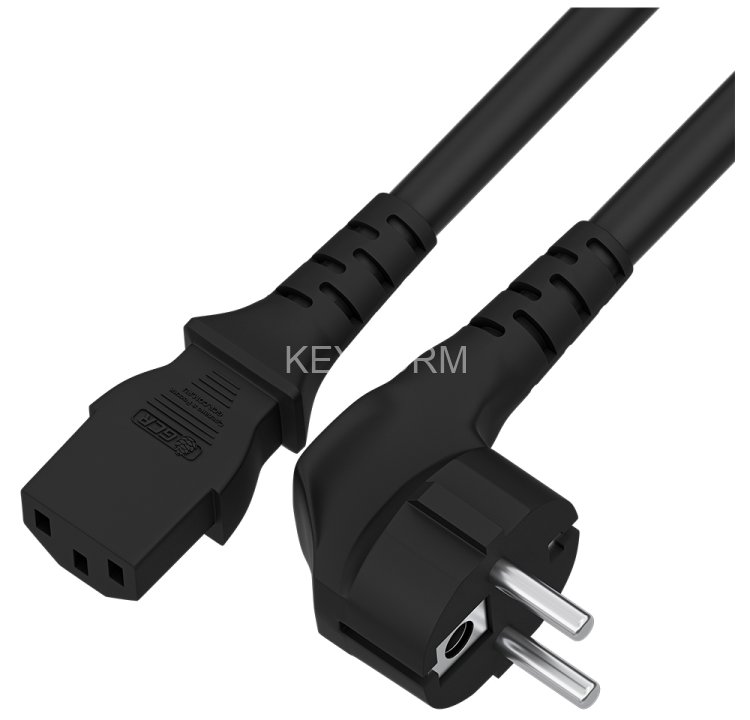 GCR Кабель питания 0.5m, Евровилка угловая - С13, GCR, 3*0,5mm, черный, GCR-54318 Greenconnect GCR-54318