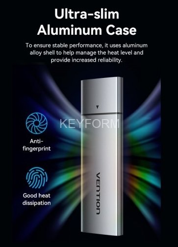 Корпус для SSD Vention USB 3.1 Gen 2-C M.2 NGFF (B-Key/B&M Key) Серый Vention KPFH0