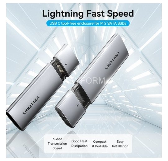 Корпус для SSD Vention USB 3.1 Gen 2-C M.2 NGFF (B-Key/B&M Key) Серый Vention KPFH0