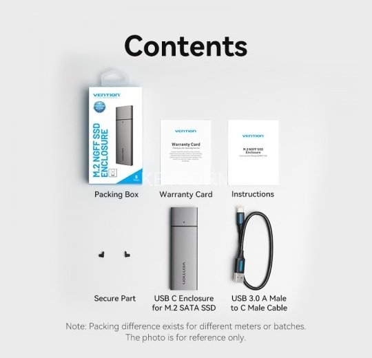 Корпус для SSD Vention USB 3.1 Gen 2-C M.2 NGFF (B-Key/B&M Key) Серый Vention KPFH0