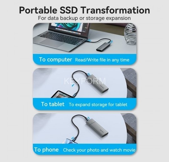 Корпус для SSD Vention USB 3.1 Gen 2-C M.2 NVMe Серый Vention KPGH0