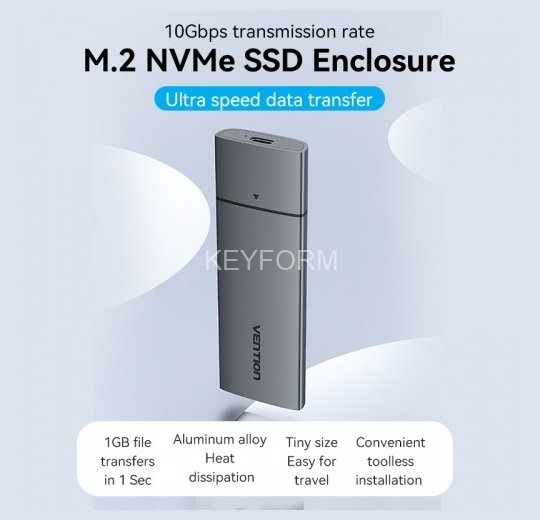 Корпус для SSD Vention USB 3.1 Gen 2-C M.2 NVMe Серый Vention KPGH0
