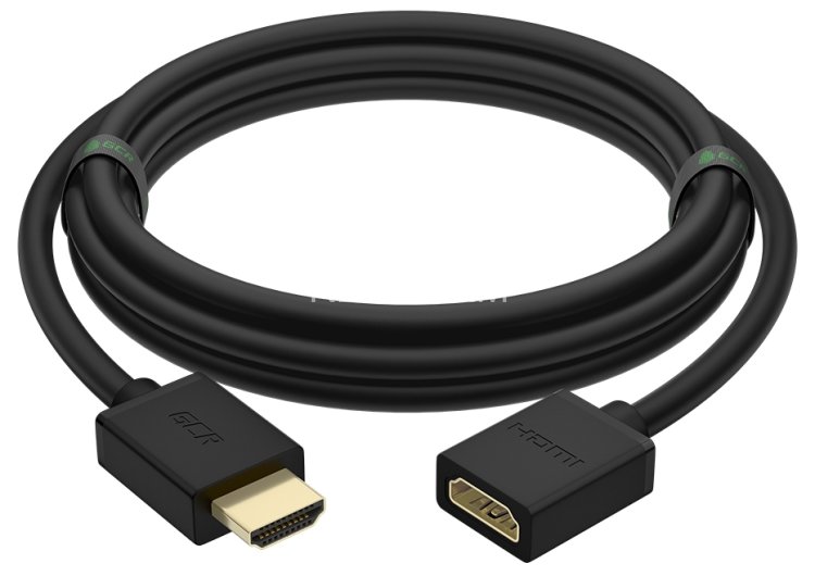 GCR Удлинитель 3.0m v2.0 HDMI-HDMI черный, OD7.3mm, 28/28 AWG, позолоченные контакты, Ethernet 18.0 Гбит/с, 19M / 19F, GCR-HMFR6-BB3S-3m, тройной экран Greenconnect GCR-HMFR6-BB3S-3m, 3 м
