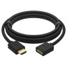 GCR Удлинитель 3.0m v2.0 HDMI-HDMI черный, OD7.3mm, 28/28 AWG, позолоченные контакты, Ethernet 18.0 Гбит/с, 19M / 19F, GCR-HMFR6-BB3S-3m, тройной экран Greenconnect GCR-HMFR6-BB3S-3m, 3 м