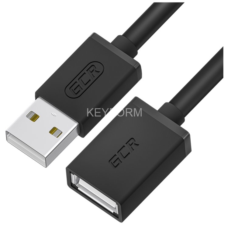 GCR Удлинитель 1.5m USB 2.0 AM/AF, черный, GCR-55070 Удлинитель Greenconnect 1.5 м (GCR-55070)