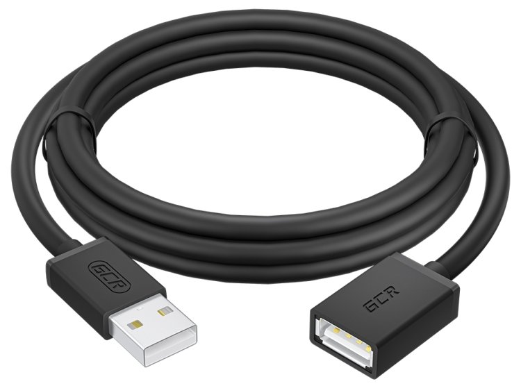 GCR Удлинитель 1.5m USB 2.0 AM/AF, черный, GCR-55070 Удлинитель Greenconnect 1.5 м (GCR-55070)