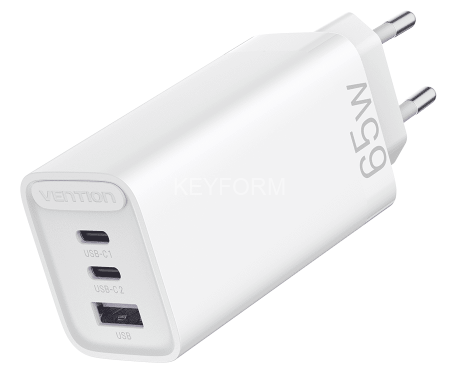Сетевое зарядное устройство Vention на 3 порта 65W USB (C+C+A) 2.4A Белый Vention FEDW0-EU