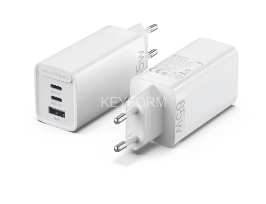 Сетевое зарядное устройство Vention на 3 порта 65W USB (C+C+A) 2.4A Белый Vention FEDW0-EU