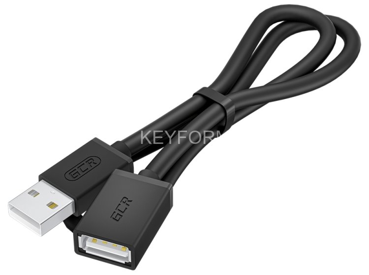 GCR Удлинитель 1.0m USB 2.0 AM/AF, черный, GCR-55069 Удлинитель Greenconnect 1 м (GCR-55069)