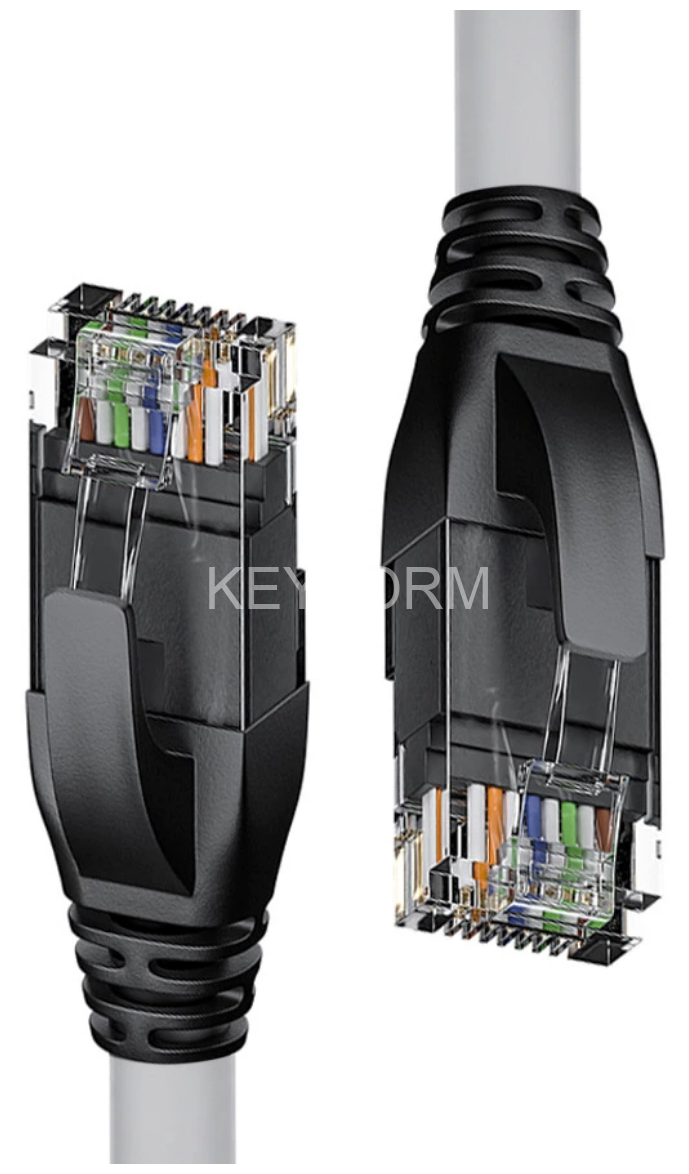 Патч-корд прямой 7.5m UTP кат.5e, серый, черные коннекторы, 24 AWG, литой, ethernet high speed 1 Гбит/с, RJ45, T568B 4PH 4PH-5081