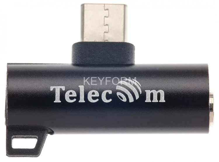 Переходник USB3.1 Type-C 2 in 1 audio+PD charging черный <TA433-B> VCOM TA433M-B