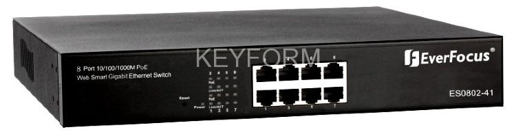 Коммутатор с питанием по PoE 8-портовый EverFocus ES0802-41