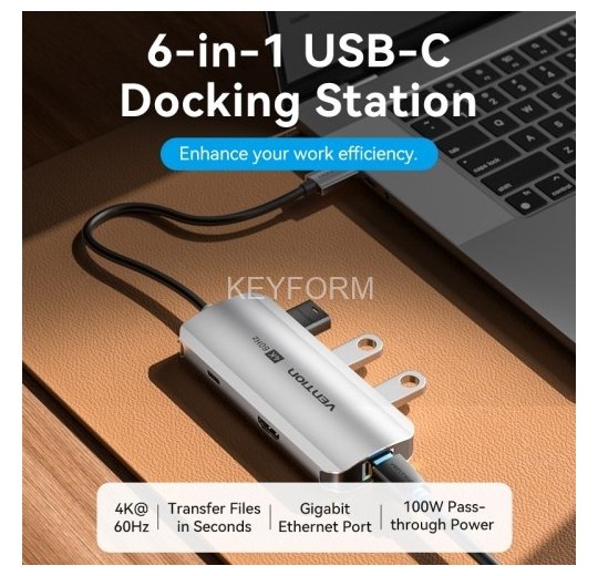 Мультифункциональный хаб Vention USB Type C 6 в 1 Vention TQHHB
