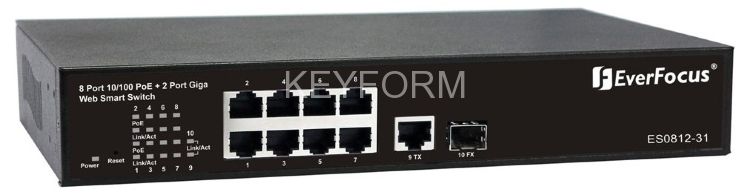 Коммутатор с питанием по PoE 8-портовый EverFocus ES0812-31