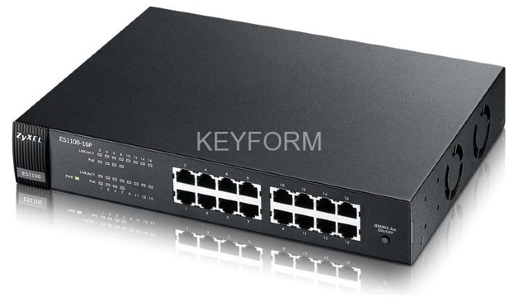 Коммутатор неуправляемый 16-портовый Zyxel ES1100-16P