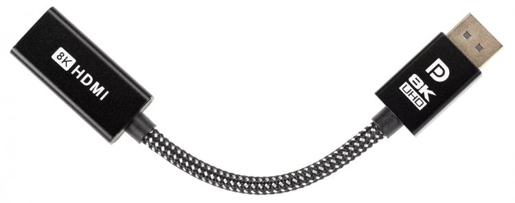 Адаптер DP-M --> HDMI-F 4K@120Hz, 8K@30Hz, оплетка, 0.15м Telecom (TA660) VCOM TA660