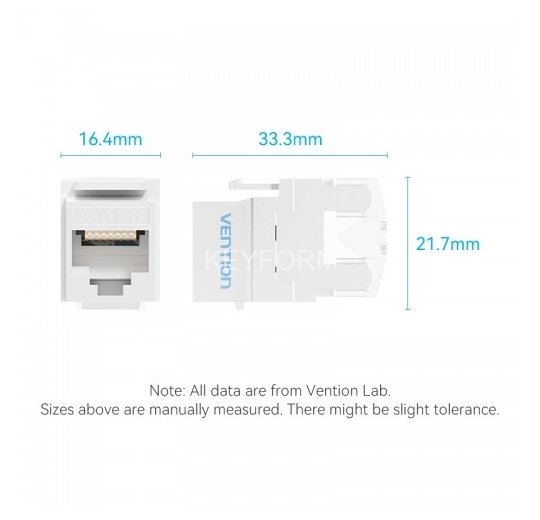 Модуль Vention Keystone Jack Cat.6 неэкранированный 180 градусов Белый Vention IRHW0