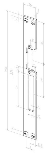 Планка, плоская, длинная Eff-Eff HZ (264 40) (-------26440-01) лицевая панель цинк