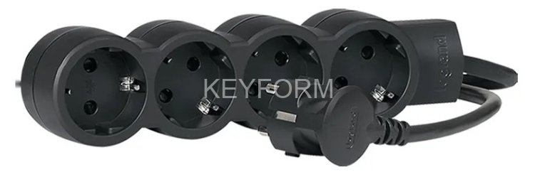 Удлинитель 4X2К+З 3м черный Legrand 695028