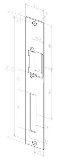 Планка, плоская, длинная левая Eff-Eff HZF(033 02) (-------03302-04) лицевая панель серая