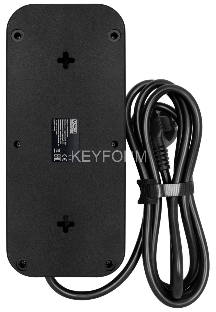 Фильтр-удлинитель PowerCom SP-08 USB03AB 1.8M, 8 розеток, черный, 16А, 4кВт, 175Дж, 3*USB, защитные шторки, защита от КЗ, перегрузки, ВЧ и импульсных помех, кабель 3x1 мм2, ШхГхВ 230х105х45 мм, вес 0.55 кг. Powercom SP-08 USB03AB 1.8M