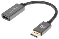 Кабель-переходник DP --&gt; HDMI-F 0.2m , серый металлик, оплетка, 4K@60Hz, Telecom (TA560) VCOM TA560
