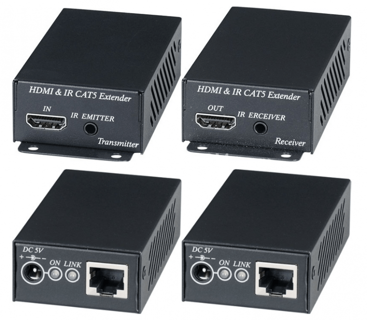 Комплект для передачи HDMI-сигнала с ИК-повторителем SC&T HE02EI
