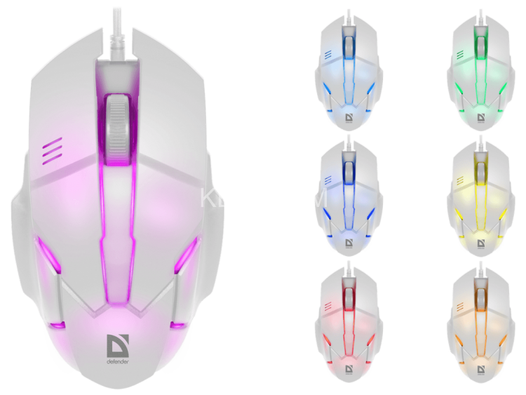 Defender Проводная оптическая мышь Host MB-982 7цветов,1000 dpi,белый Defender 52983