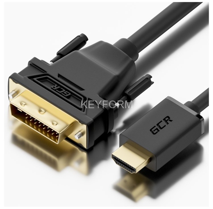 GCR Кабель 20.0m HDMI-DVI черный, OD8.0mm, 28 AWG, позолоченные контакты, 19M / 25M Dual Link, тройной экран Greenconnect HDMI (m) - DVI-D (m) черный 20м