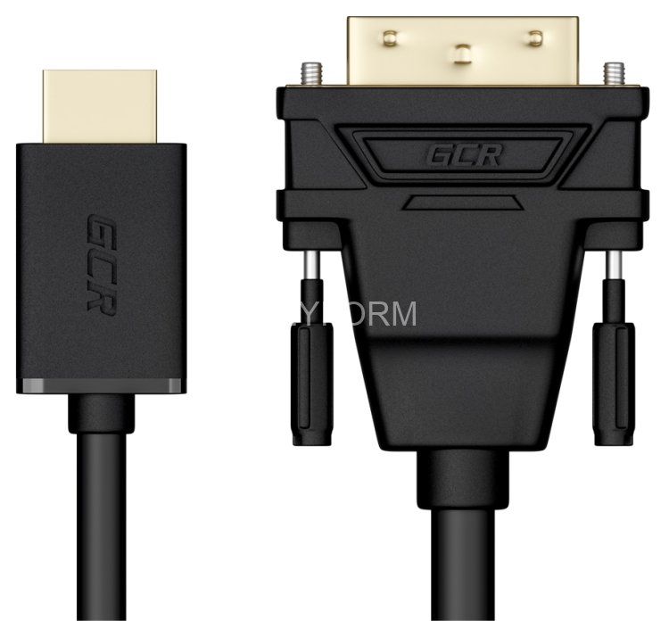 GCR Кабель 20.0m HDMI-DVI черный, OD8.0mm, 28 AWG, позолоченные контакты, 19M / 25M Dual Link, тройной экран Greenconnect HDMI (m) - DVI-D (m) черный 20м