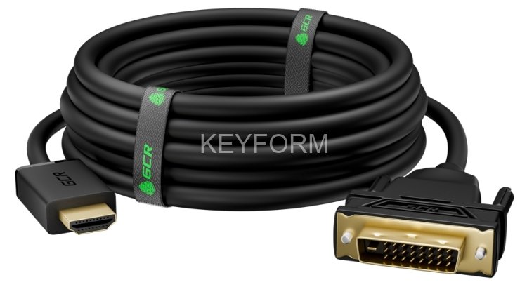 GCR Кабель 20.0m HDMI-DVI черный, OD8.0mm, 28 AWG, позолоченные контакты, 19M / 25M Dual Link, тройной экран Greenconnect HDMI (m) - DVI-D (m) черный 20м