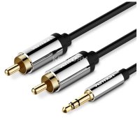 Кабель Vention аудио Jack 3,5 mm M/2RCA M - 5 м Чёрный Vention P550AC500-S