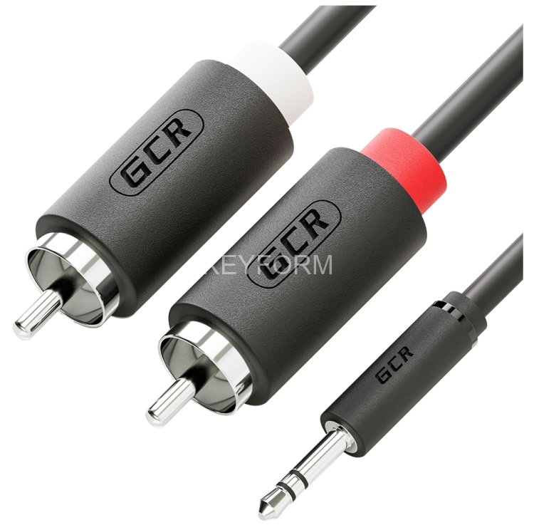 GCR Кабель-переходник 5.0m аудио jack 3,5mm / 2 х RCA, черный Кабель-переходник Greenconnect 5.0m аудио jack 3,5mm  /  2 х RCA