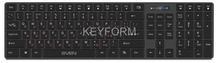 Беспроводная клавиатура SVEN KB-E5300W графит (109 кл.+12Fn) Sven SV-021139